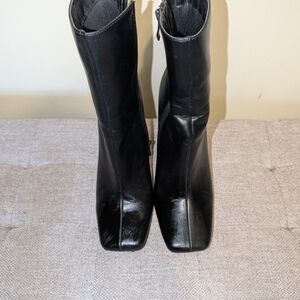 Sleek Fashion Nova Black Square Toe Boots